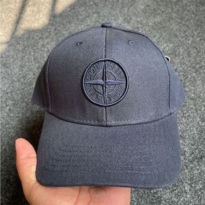 Stone Island Dark Blue Embroidered Compass Cap